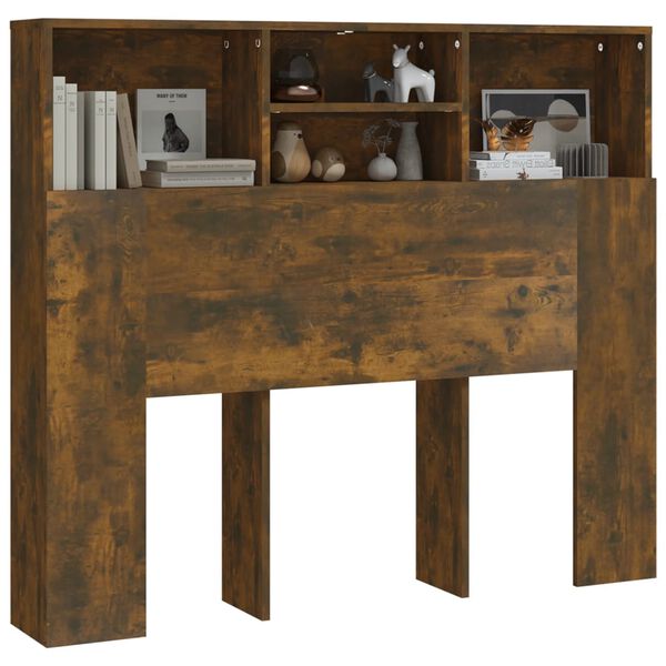 vidaXL Čelo postele s úložným prostorem kouřový dub 120x19x103,5 cm