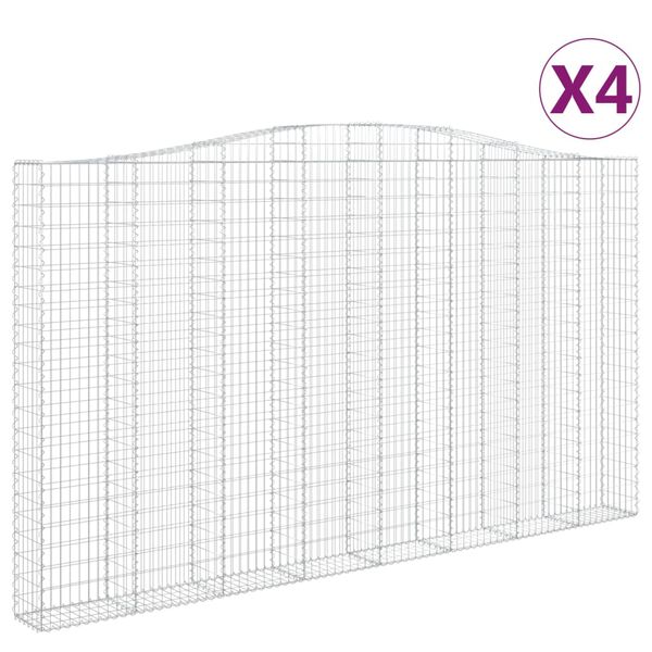 vidaXL Klenut&eacute; gabionov&eacute; ko&scaron;e 4 ks 400x30x220/240cm pozinkovan&eacute; železo