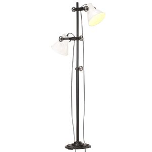 vidaXL Podlahov&aacute; lampa se 2 sv&iacute;tidly b&iacute;l&aacute; E27 litina