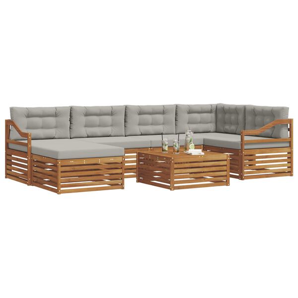 vidaXL Venkovn&iacute; pohovkov&aacute; souprava 7 pcs Př&iacute;rodn&iacute; a světle &scaron;ed&aacute;