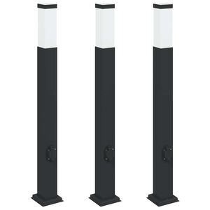 vidaXL Sloupkov&aacute; světla se z&aacute;suvkou 3 ks 80 cm čern&aacute; IP44