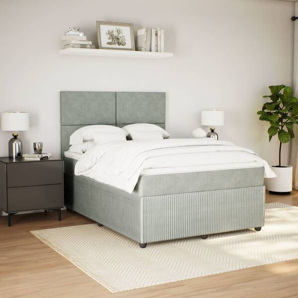 vidaXL Box spring postel s matrac&iacute; světle &scaron;ed&aacute; 160x200 cm samet