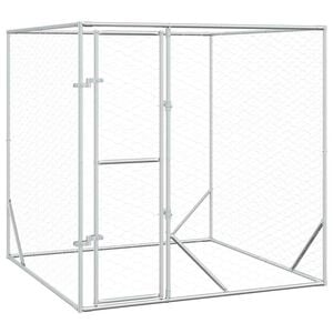 vidaXL Venkovn&iacute; ps&iacute; kotec stř&iacute;brn&yacute; 2 x 2 x 2 m pozinkovan&aacute; ocel