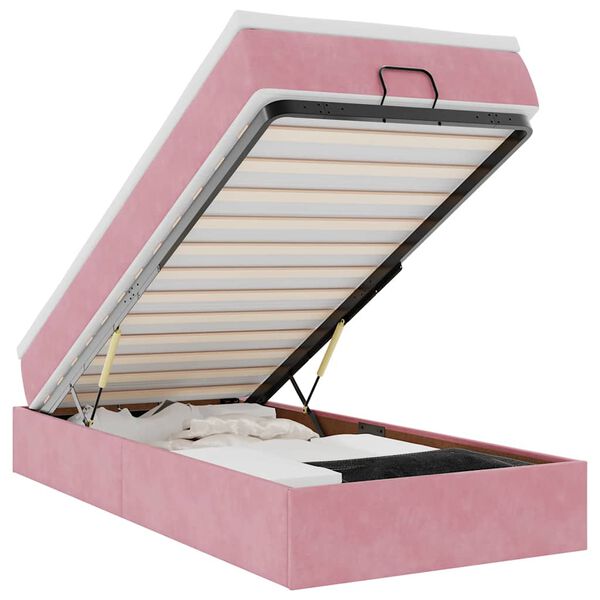 vidaXL Osmanský rám postele s matrací růžová 100x200cm samet