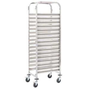 vidaXL Kuchyňsk&yacute; voz&iacute;k na 16 podnosů 38 x 55 x 163 cm nerezov&aacute; ocel