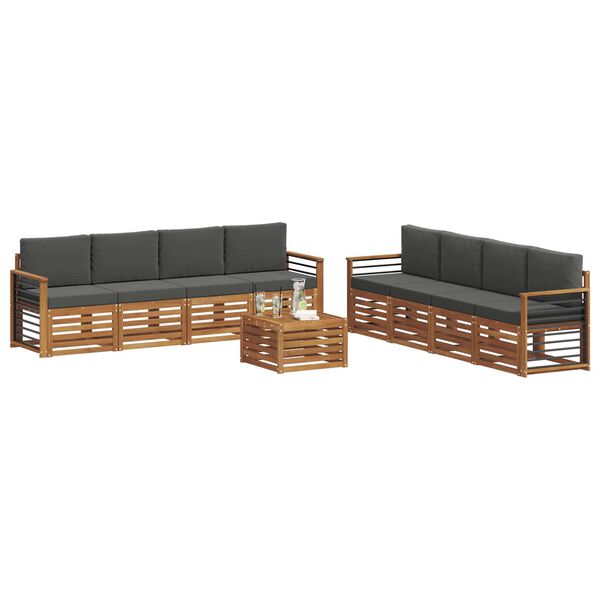 vidaXL Sedac&iacute; soupravy s pol&scaron;t&aacute;řem 9 pcs Přirozen&aacute; a Anthracitov&aacute;