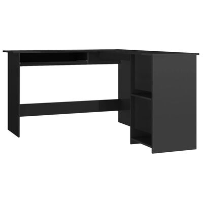 vidaXL Rohový psací stůl černý vysoký lesk 120x140x75 cm dřevotříska