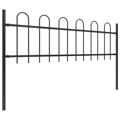 vidaXL Zahradní plot s obloučky ocelový 10,2 x 0,6 m černý