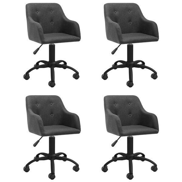 vidaXL Otočn&eacute; j&iacute;deln&iacute; židle 4 ks tmavě &scaron;ed&eacute; textil