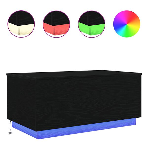 Konferenčn&iacute; stolek vidaXL s LED světly Dub čern&yacute; 90x50x40 cm