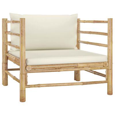 vidaXL 7dílná zahradní sedací souprava + krémově bílé podušky bambus