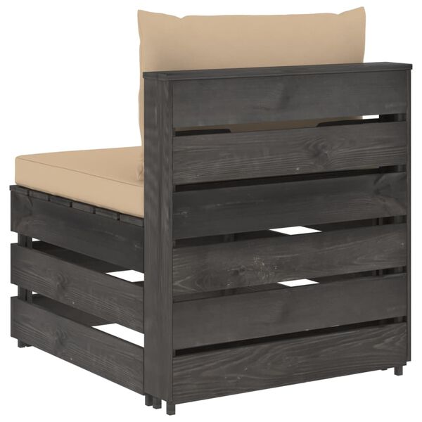 vidaXL Dílčí středová pohovka s poduškami šedě impregnované dřevo