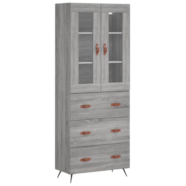 vidaXL Skř&iacute;ň highboard &scaron;ed&aacute; sonoma 69,5 x 34 x 180 cm kompozitn&iacute; dřevo