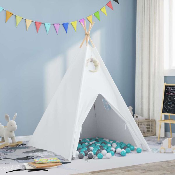vidaXL Teepee stan Bílá 120 x 120 x 150 cm Tkanina & Plast