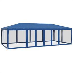 vidaXL Party stan s 12 s&iacute;ťovan&yacute;mi bočnicemi modr&yacute; 8 x 4 m HDPE