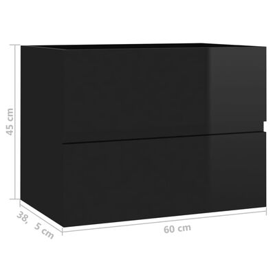 vidaXL Skříňka pod umyvadlo černá vysoký lesk 60x38,5x45cm dřevotříska