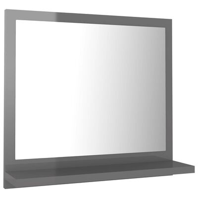 vidaXL Koupelnové zrcadlo šedé vysoký lesk 40x10,5x37 cm dřevotříska