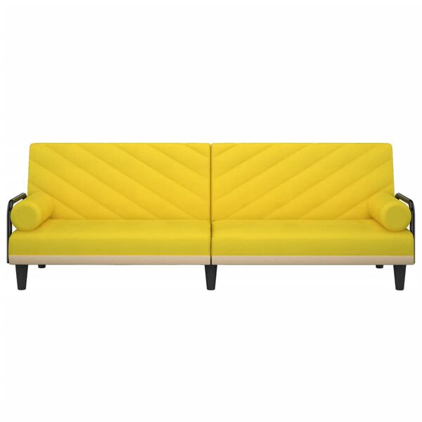 vidaXL Rozkl&aacute;dac&iacute; pohovka s područkami světle žlut&aacute; textil