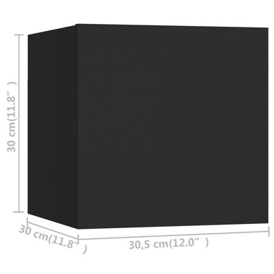 vidaXL Nástěnné TV skříňky 8 ks černé 30,5 x 30 x 30 cm