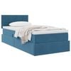 vidaXL Postel s &uacute;ložn&yacute;m prostorem s čelo Tmavě modr&aacute; 90 x 200 cm samet