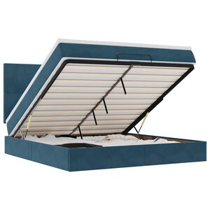 vidaXL Osmansk&yacute; r&aacute;m postele s matrac&iacute;es tmavě modr&aacute; 160x200cm samet