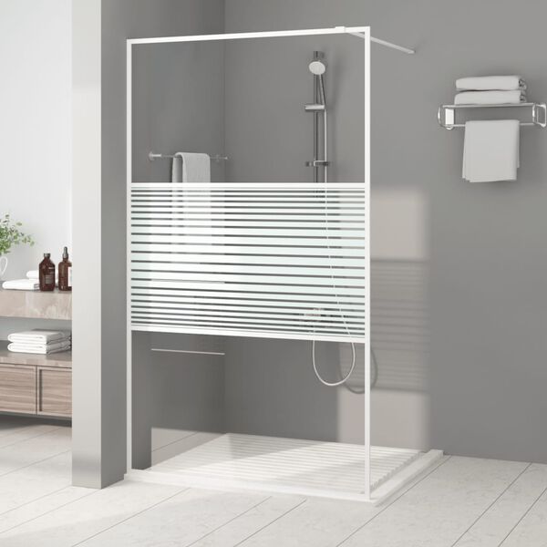 vidaXL Sprchov&aacute; z&aacute;stěna walk-in b&iacute;l&aacute; 115 x 195 cm čir&eacute; ESG sklo