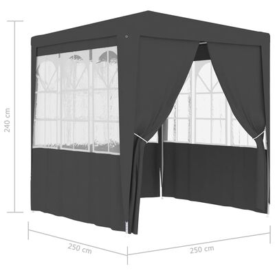 vidaXL Profi party stan s bočnicemi 2,5 x 2,5 m antracitový 90 g/m²