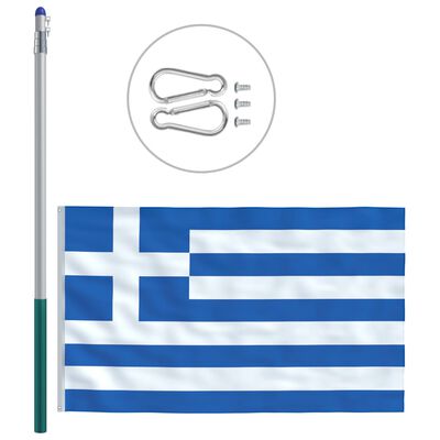 vidaXL Řecká vlajka a stožár hliník 6 m