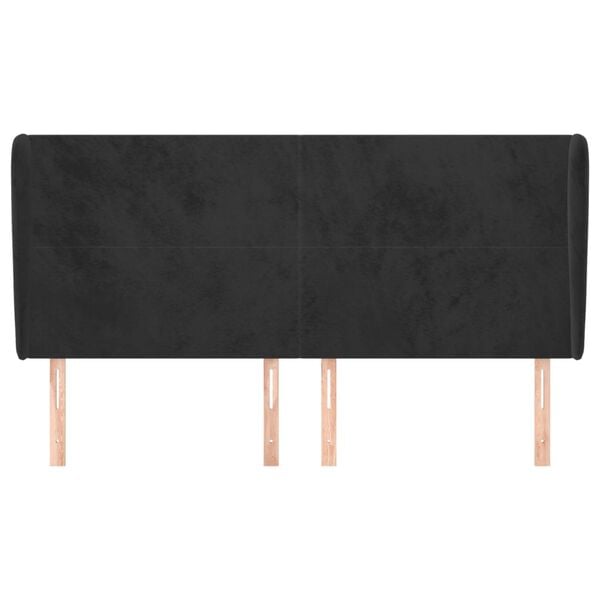 vidaXL Čelo postele typu u&scaron;&aacute;k čern&eacute; 203x23x118/128 cm samet