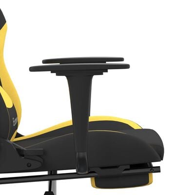 vidaXL Masážní herní židle s podnožkou černá a žlutá textil
