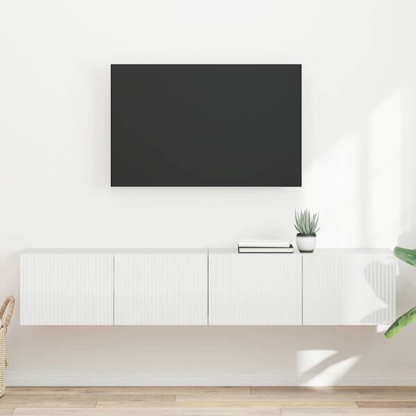 vidaXL TV wall cabinet N&aacute;stěnn&yacute; 2 pcs Leskl&aacute; B&iacute;l&aacute; 78,5 x 31 x 29,5 cm