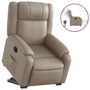 vidaXL Elektrick&eacute; zvedac&iacute; polohovac&iacute; křeslo cappuccino uměl&aacute; kůže