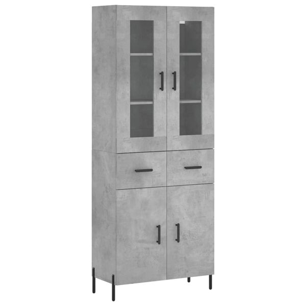 vidaXL Skř&iacute;ň highboard betonově &scaron;ed&aacute; 69,5x34x180 cm kompozitn&iacute; dřevo
