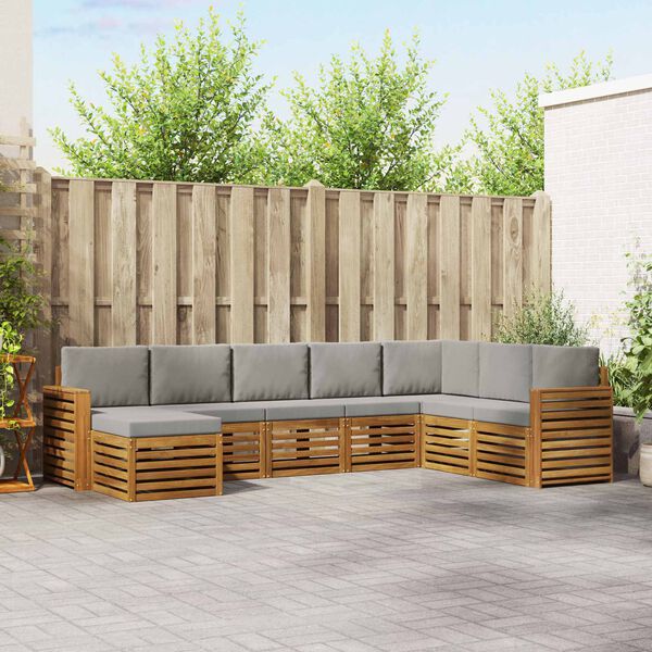 vidaXL Sedac&iacute; soupravy s pol&scaron;t&aacute;řem 8 pcs Př&iacute;rodn&iacute; a světle &scaron;ed&aacute;