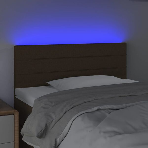 vidaXL Čelo postele s LED tmavě hněd&eacute; 100x5x78/88 cm textil