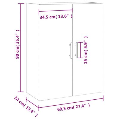 vidaXL Nástěnná skříňka kouřový dub 69,5 x 34 x 90 cm