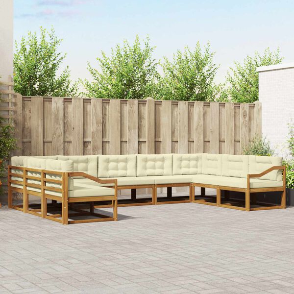 vidaXL Venkovn&iacute; pohovkov&aacute; souprava 9 pcs Přirozen&aacute; a Kr&eacute;mov&aacute;