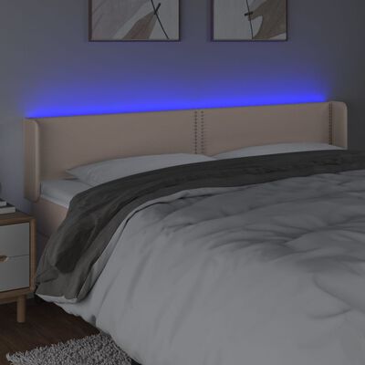 vidaXL Čelo postele s LED cappuccino 183 x 16 x 78/88 cm umělá kůže