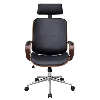vidaXL Kancelářská židle s opěrkou hlavy ohýbané dřevo a umělá kůže