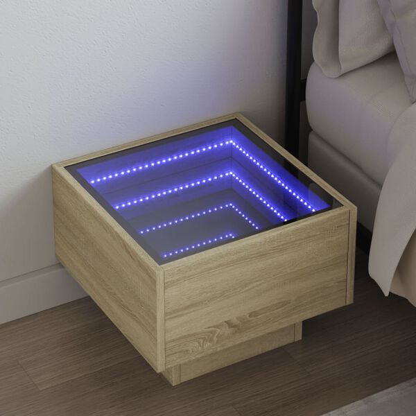vidaXL Noční stolek s Infinity LED dub sonoma 40 x 40 x 30 cm