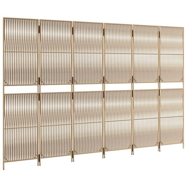 vidaXL Dělic&iacute; stěna 6 panelů b&eacute;žov&aacute; polyratan