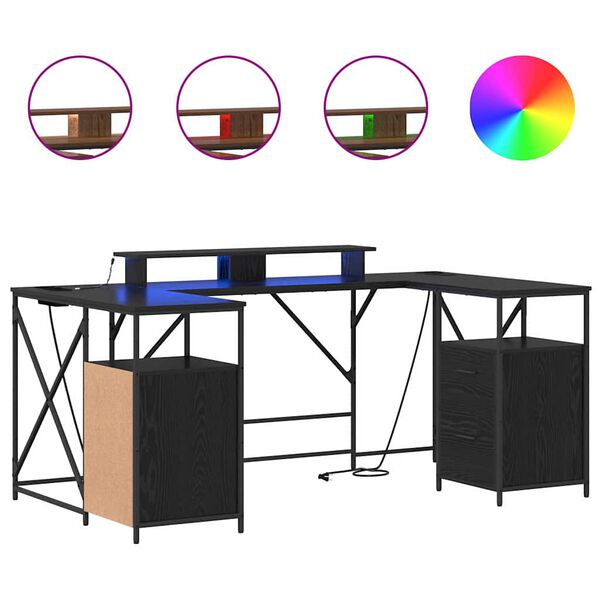 vidaXL Stůl se zásuvkou Černý dub 182 x 101 x 87,5 cm kompozitní dřevo
