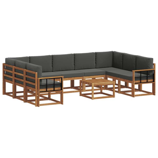 vidaXL Venkovn&iacute; pohovkov&aacute; souprava 10 pcs Přirozen&aacute; a Anthracitov&aacute;