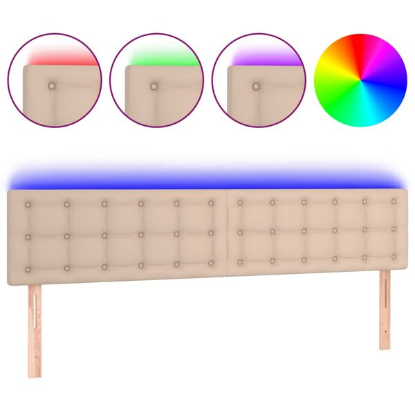 vidaXL Čelo postele s LED cappuccino 160x5x78/88 cm uměl&aacute; kůže