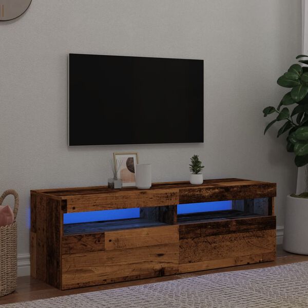 vidaXL TV stolek s LED old wood 120 x 35 x 40 cm kompozitní dřevo