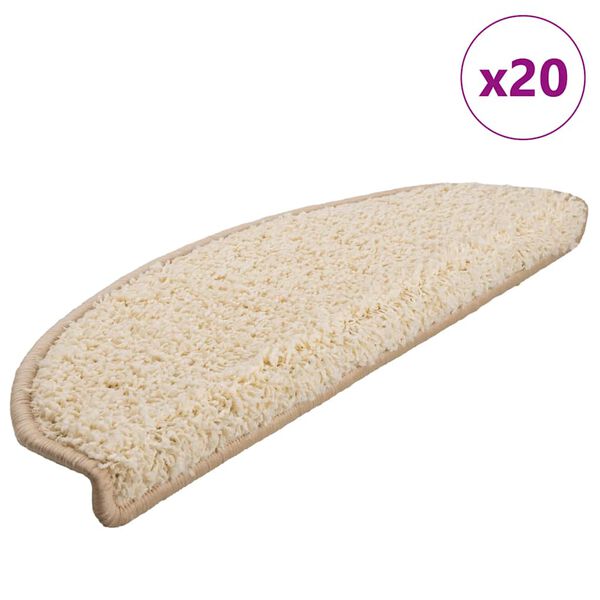 vidaXL Schodov&eacute; rohože 20 ks 65 x 21 x 4 cm kr&eacute;mov&eacute;, půlkulat&eacute;, velk&eacute;