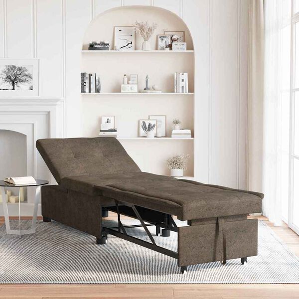 vidaXL Pohovka na span&iacute; Tmavě &scaron;ed&aacute; 194 x 67 x 82 cm Huahua Tkanina