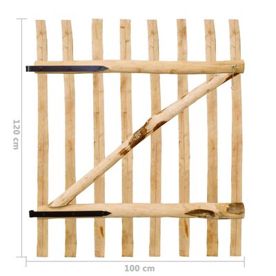 vidaXL Jednokřídlá zahradní branka lískové dřevo 100 x 120 cm