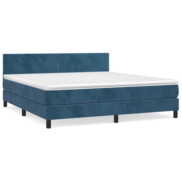 vidaXL Box spring postel s matrac&iacute; tmavě modr&aacute; 180x200 cm samet
