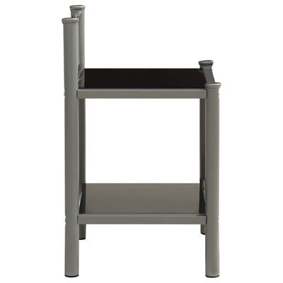 vidaXL Noční stolek šedý a černý 45 x 34,5 x 60,5 cm kov a sklo